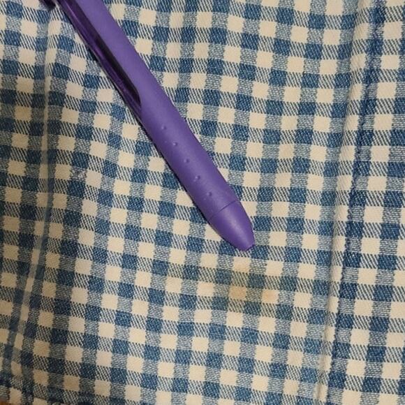 Oversized Vintage Red Blue Denim Plaid Button Flannel - Size M - Picture 7 of 9